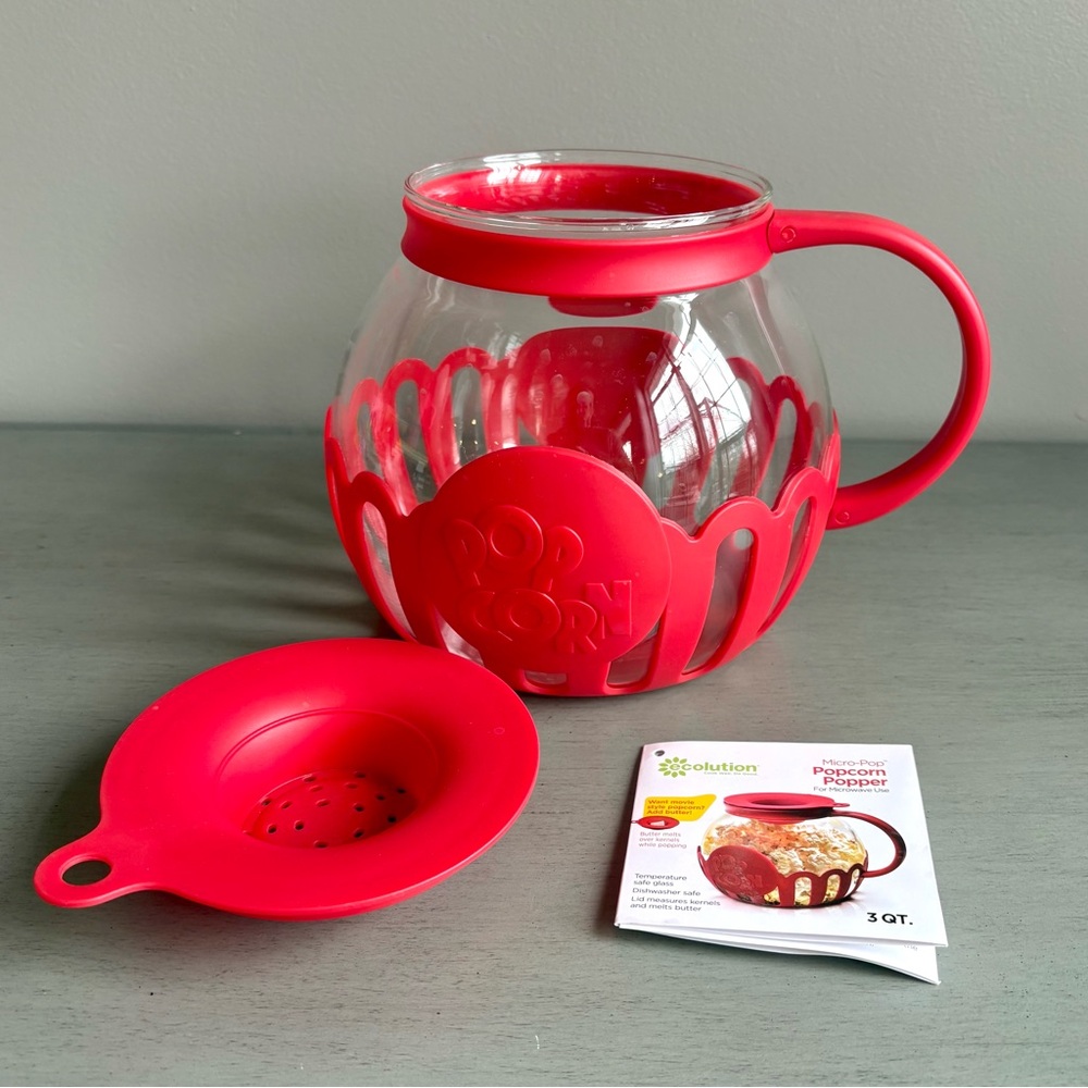 Ecolution Patented Micro-Pop Microwave Popcorn 3-Quart Family Size, Red
